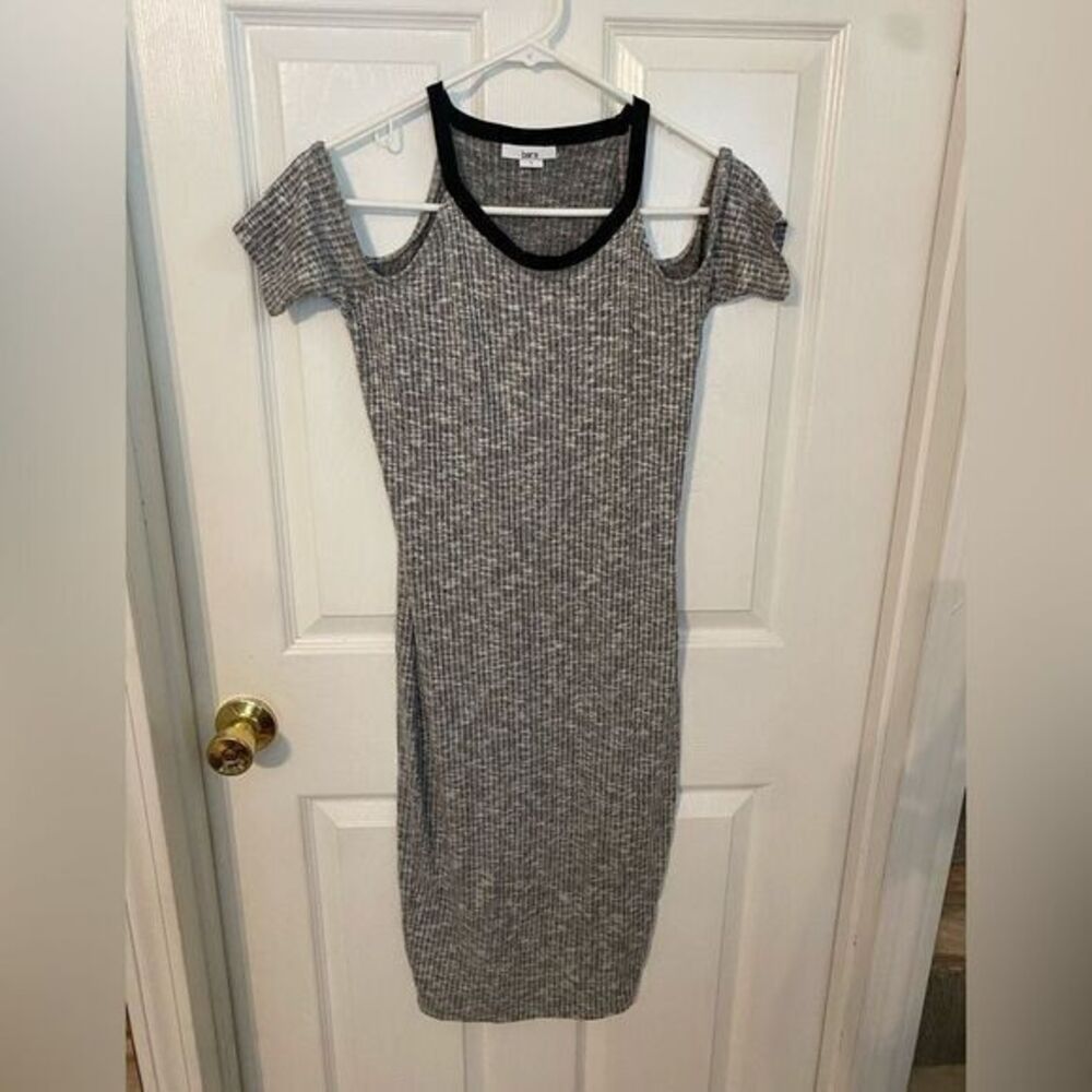 - Bar III black and white long cold shoulder dress size small